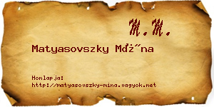 Matyasovszky Mína névjegykártya